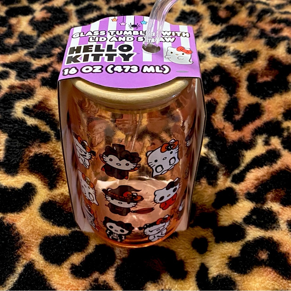 Hello Kitty Halloween 16oz Monster Glass Tumbler Travel Cup